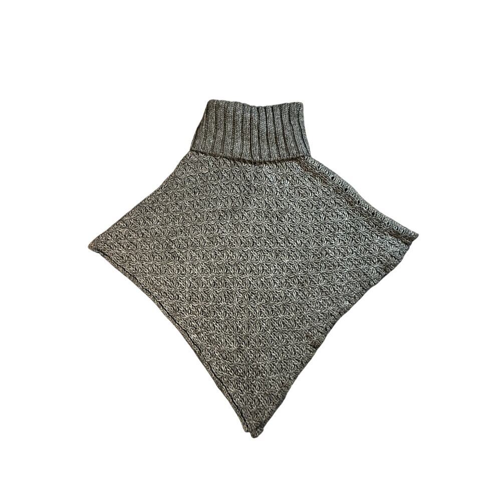 Chiaramente Italian Wool Blend Turtleneck Knitted Poncho